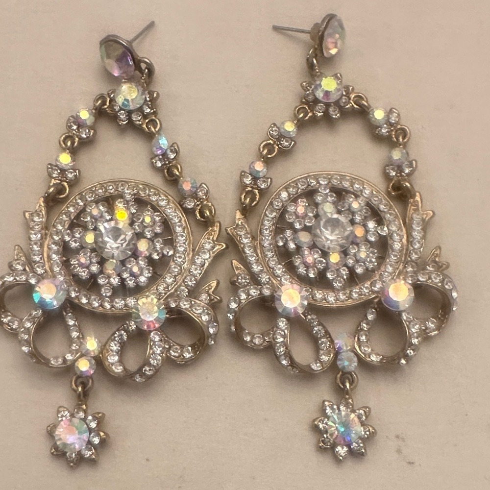 Elegant Gold and Silver Crystal Earrings